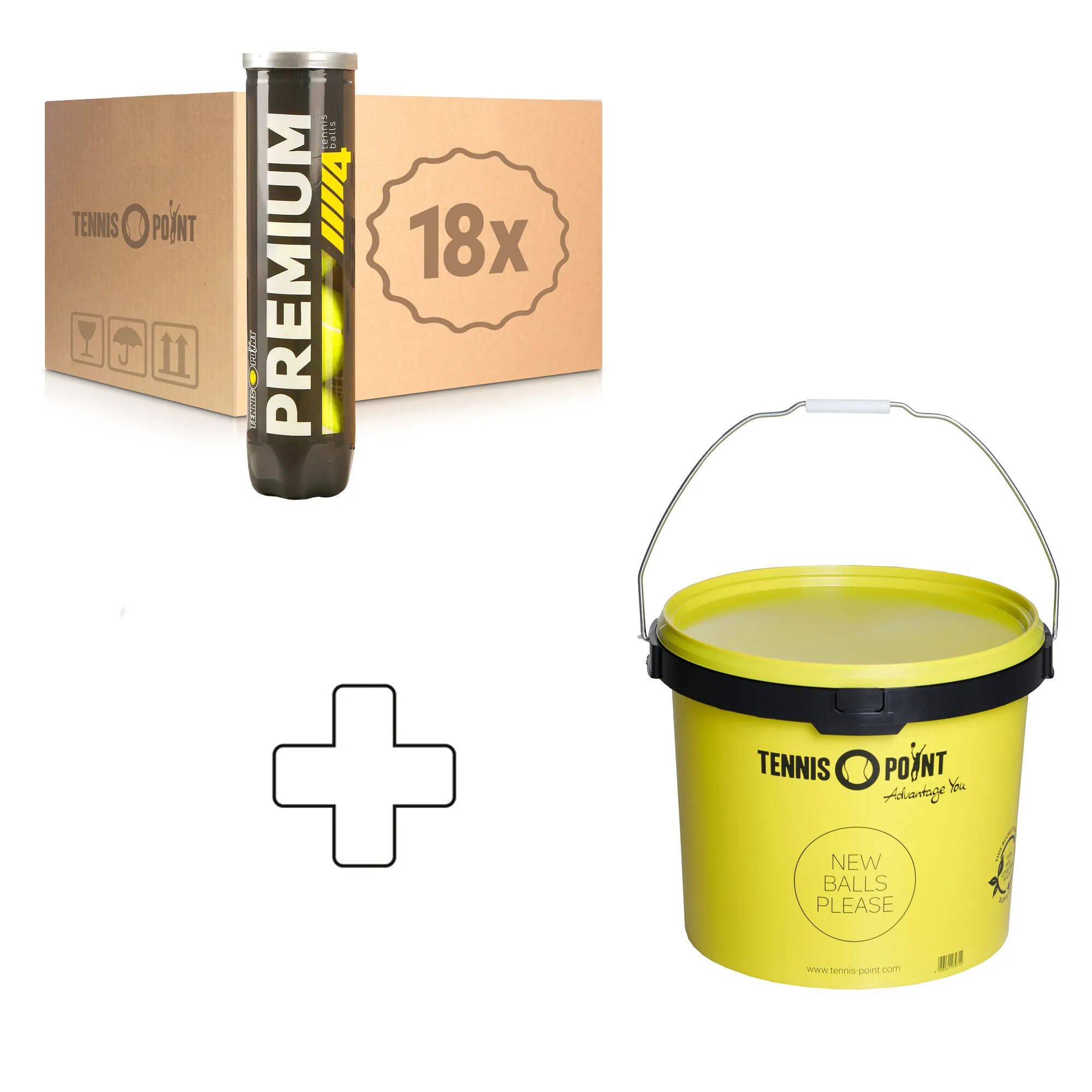 Tennis-Point Premium Tennisball 18 Tubi Da 4 Nel Cartone, In Aggiunta Secchiello Per Palline 3 Tennis-Point Premium Tennisball 18 Tubi Da 4 Nel Cartone, In Aggiunta Secchiello Per Palline