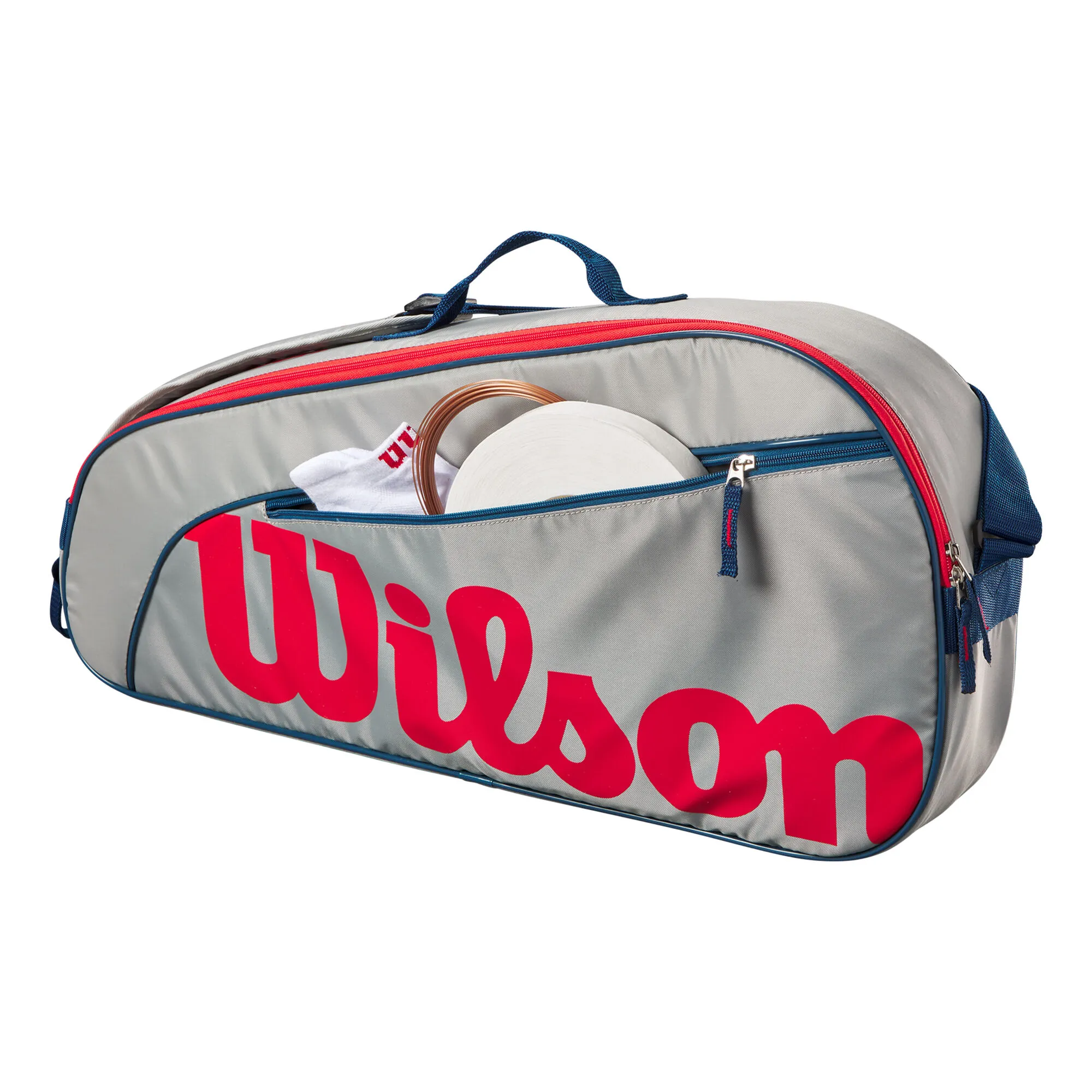 Wilson Junior Borsa Per Racchetta Da 3 - Grigio, Rosso 4 Wilson Junior Borsa Per Racchetta Da 3 - Grigio, Rosso - immagine 2